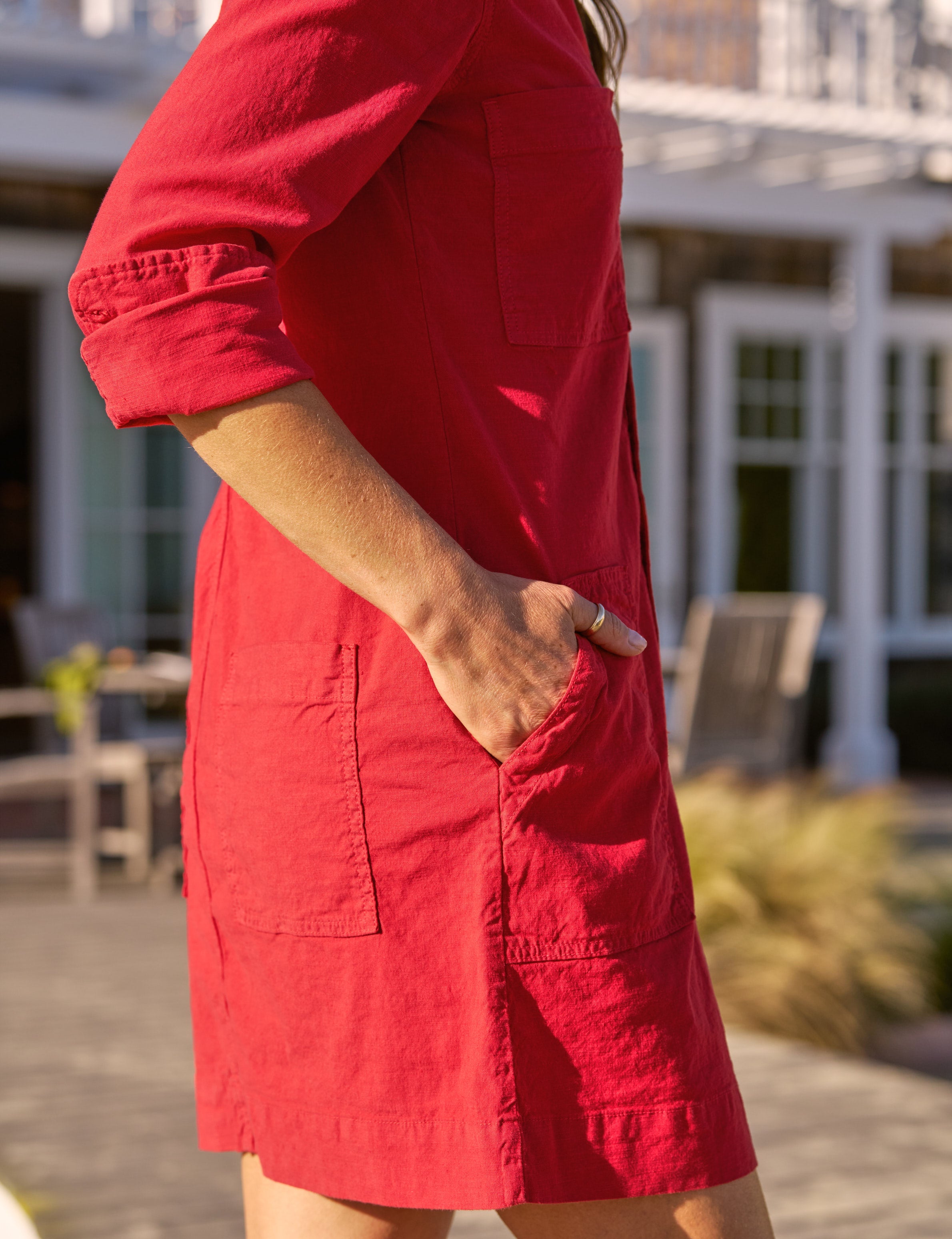 IRELAND DRESS Double Decker Red, Italian Performance Linen