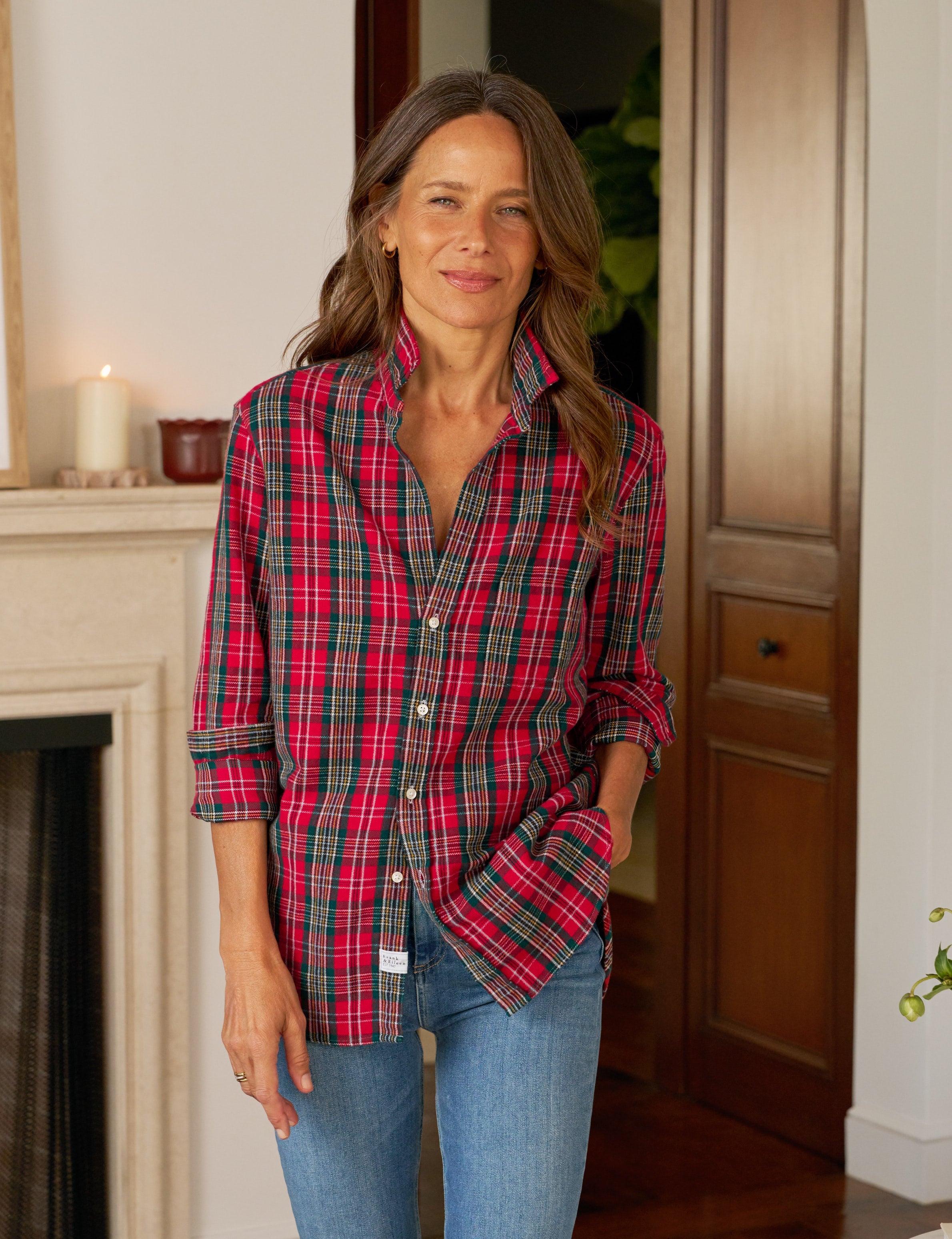 EILEEN Multicolor Red and Green Plaid, Italian Flannel