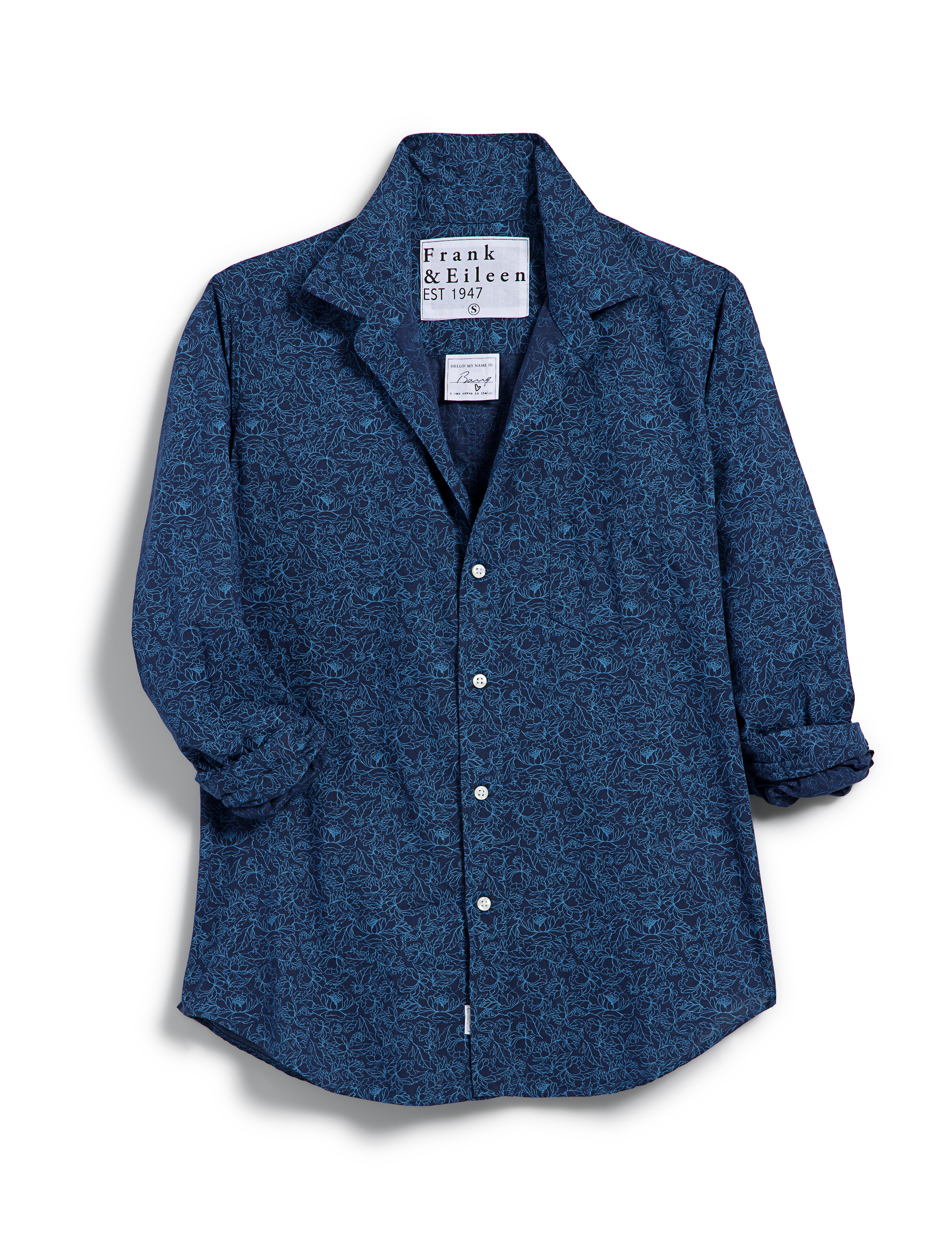 BARRY Navy with Floral Print, Italian Cotton