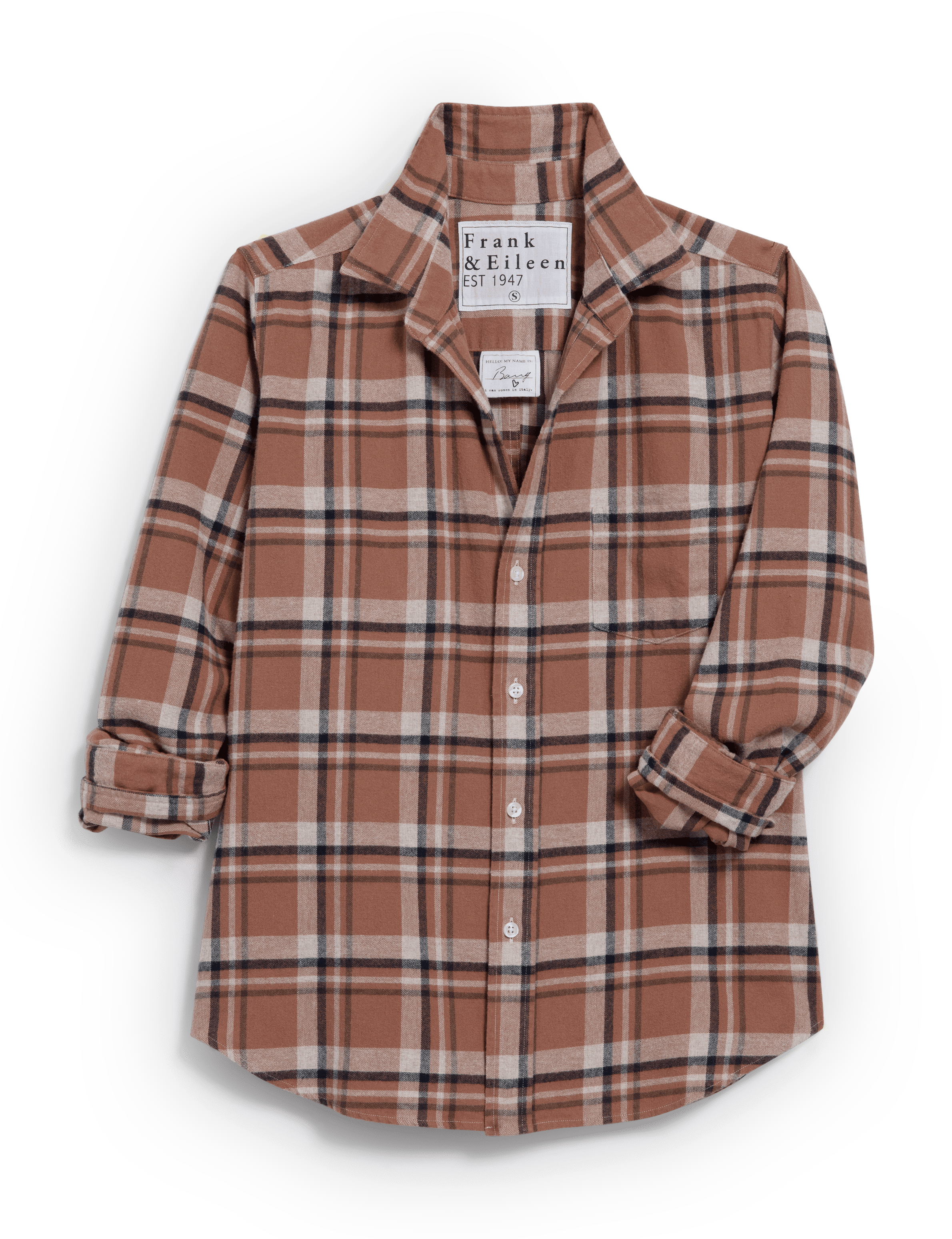 BARRY Tan and Brown with Navy Plaid, Italian Flannel