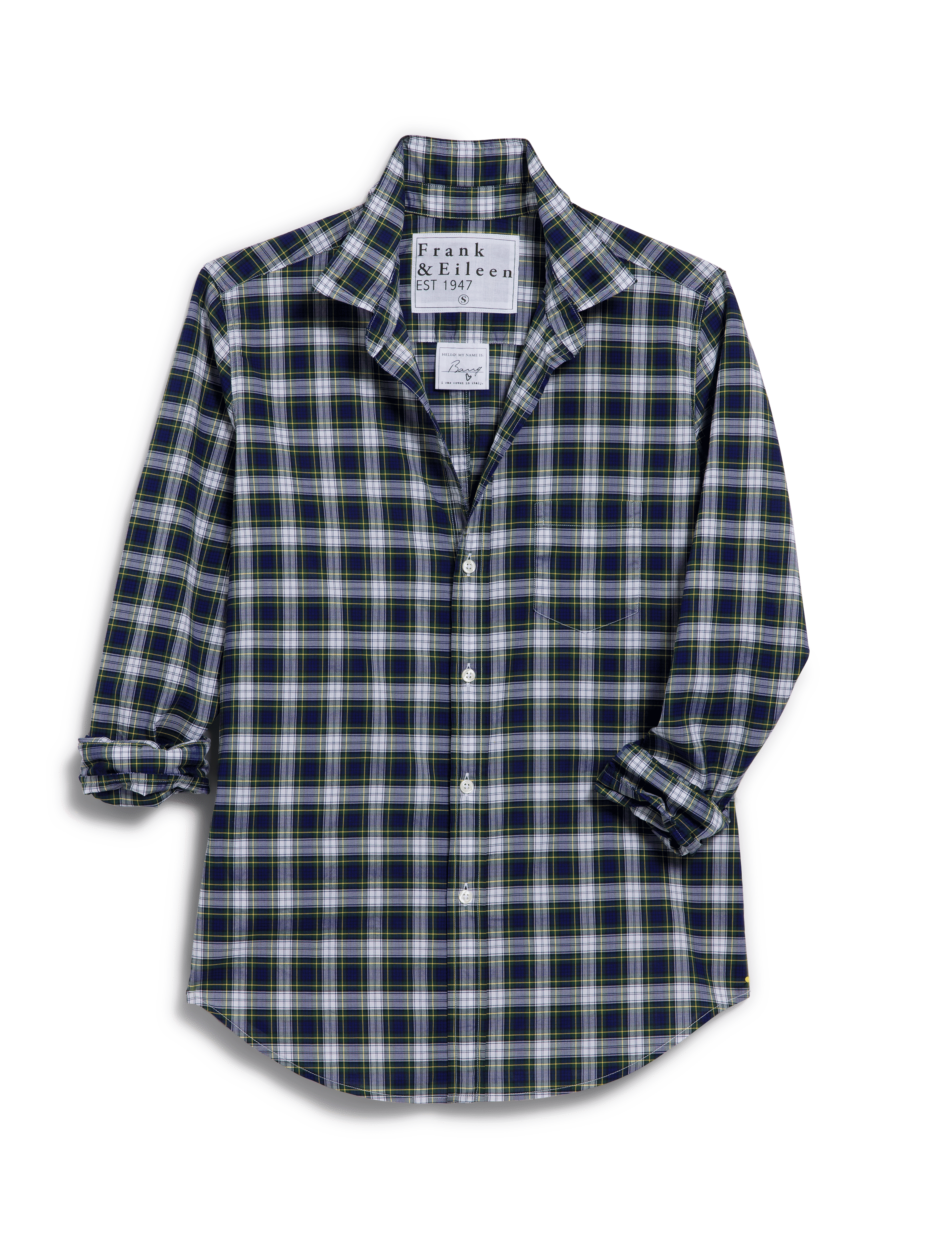 BARRY Yellow and Navy with White Plaid, Italian Classic Poplin