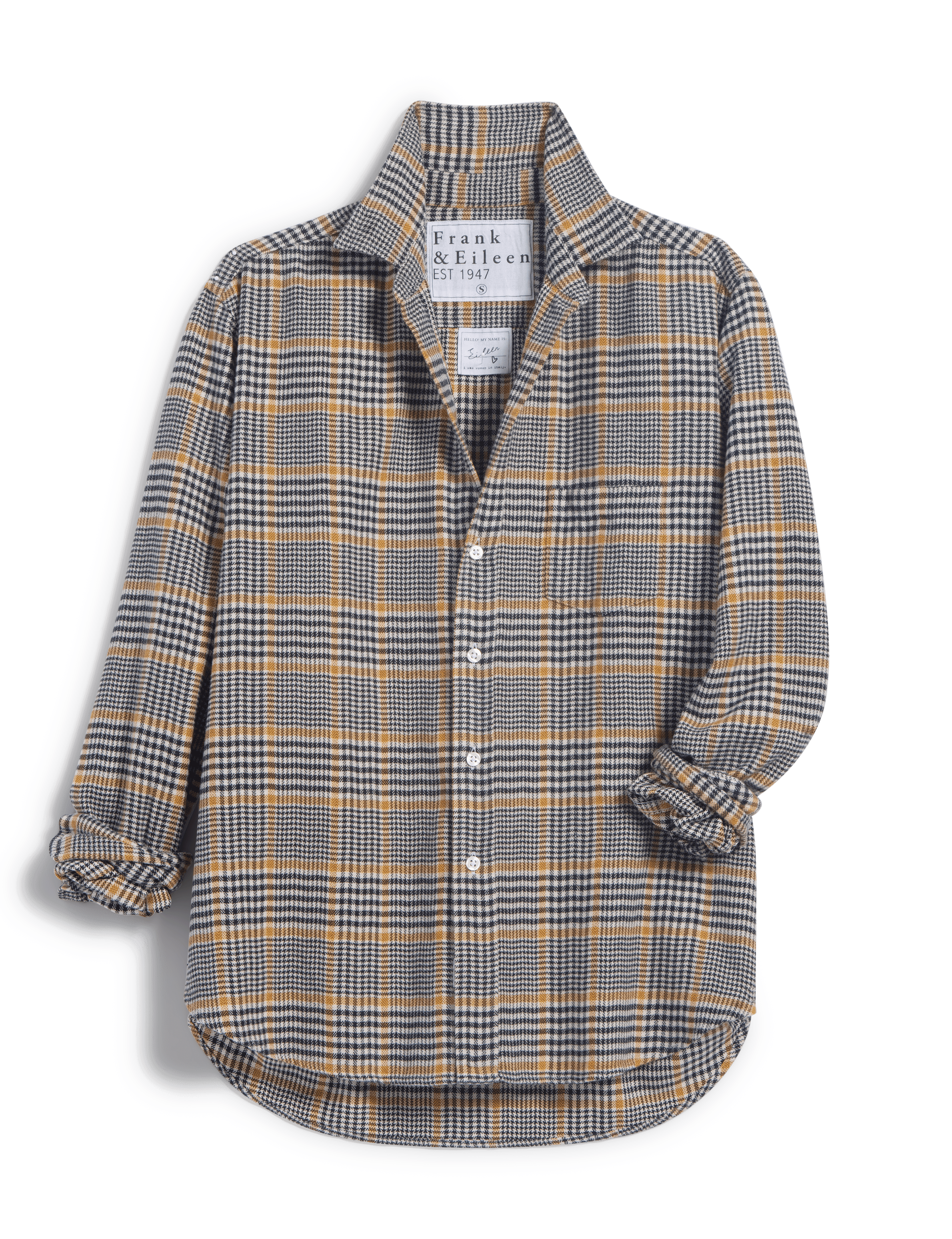 EILEEN Camel and Black Plaid, Italian Flannel