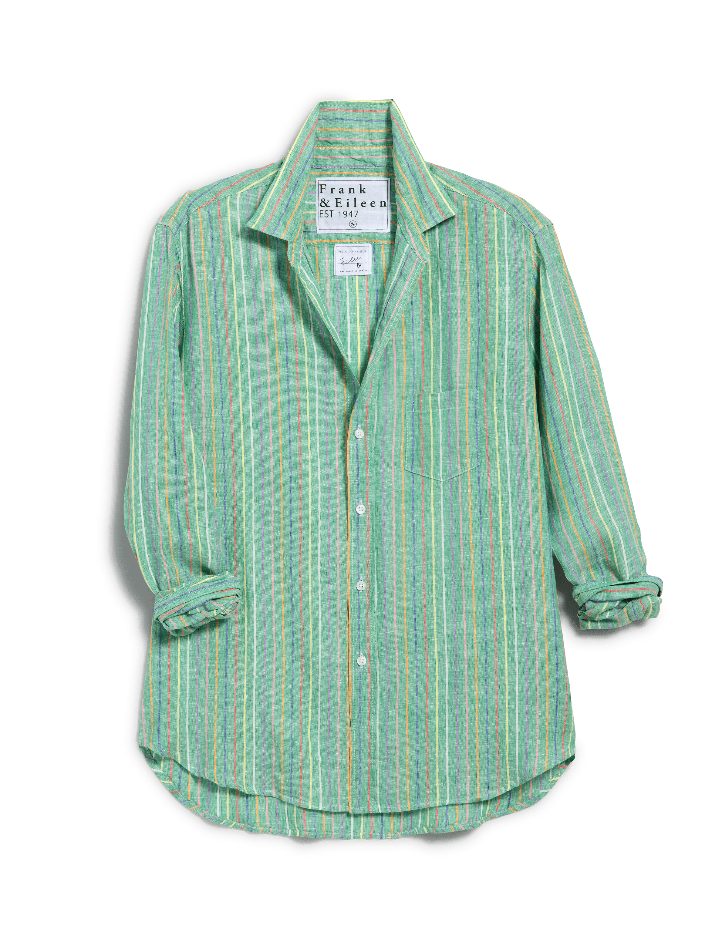 EILEEN Green Multi Stripe, Italian Classic Linen