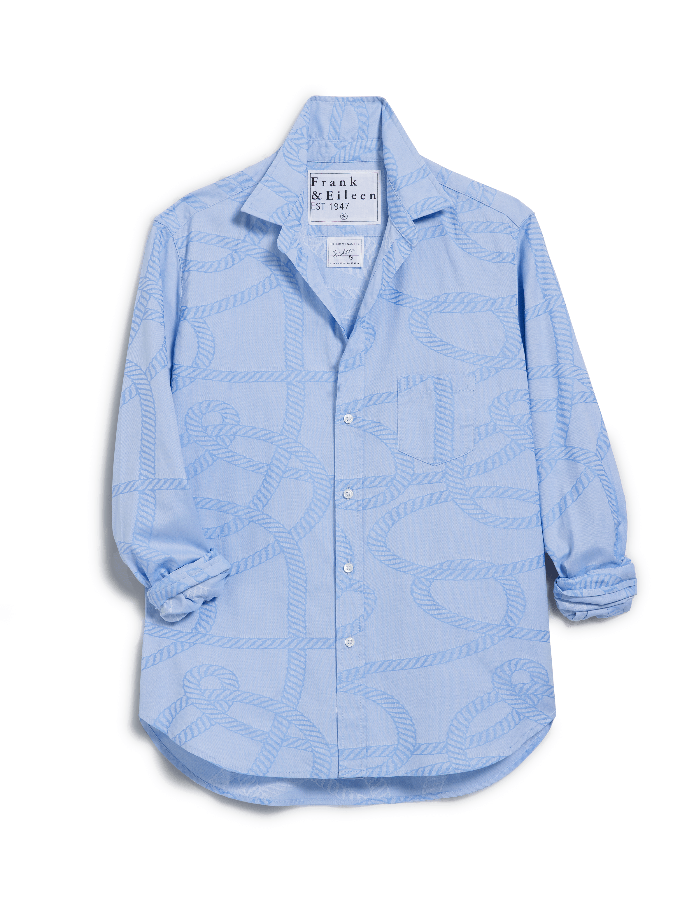 EILEEN Blue Nautical Rope Print, Italian Cotton