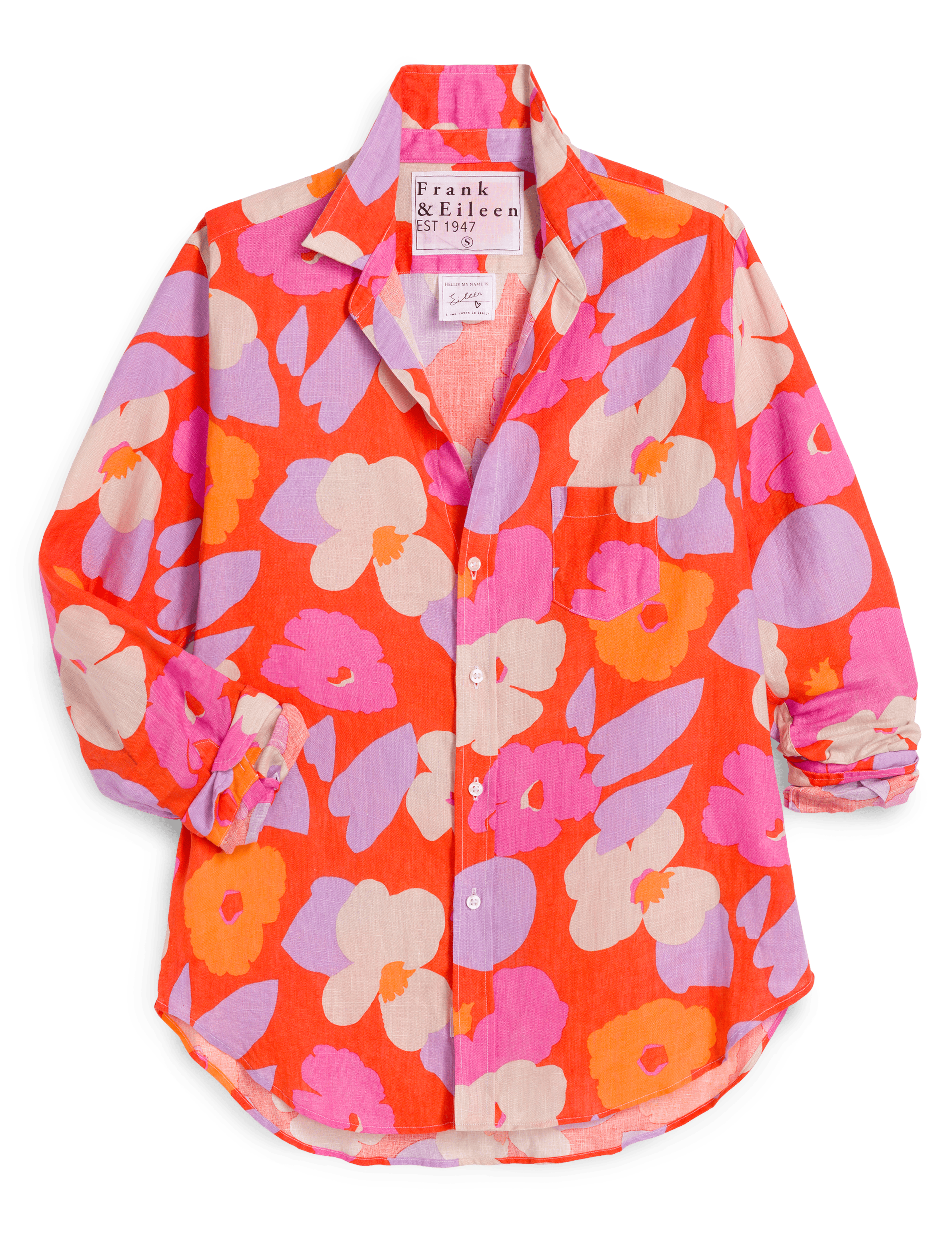 EILEEN Orange and Pink Floral, Italian Classic Linen