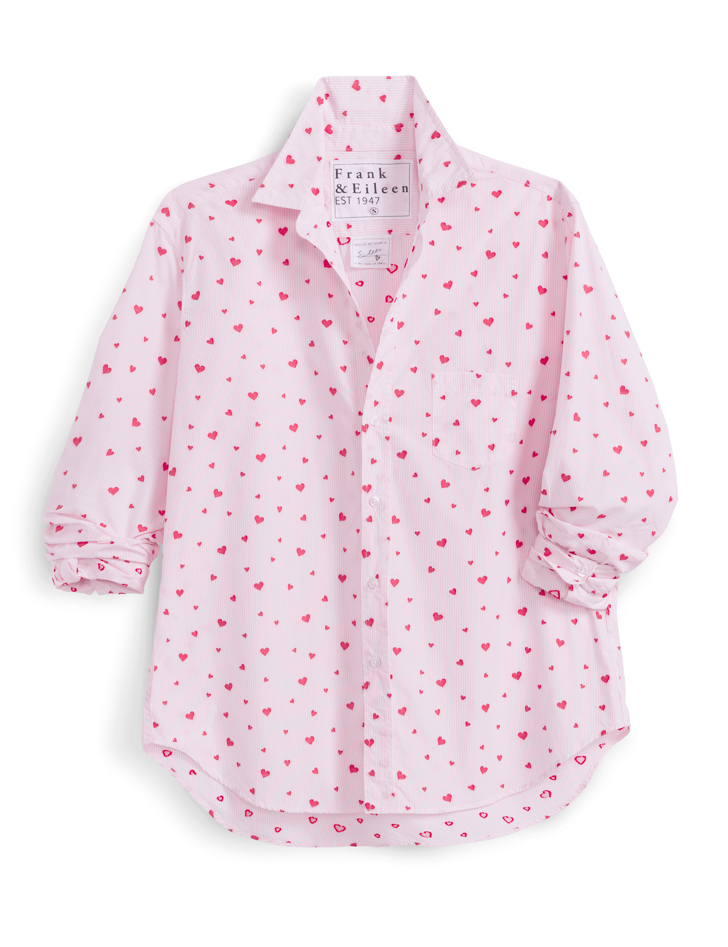 EILEEN Pink Stripe with Hearts, Italian Cotton