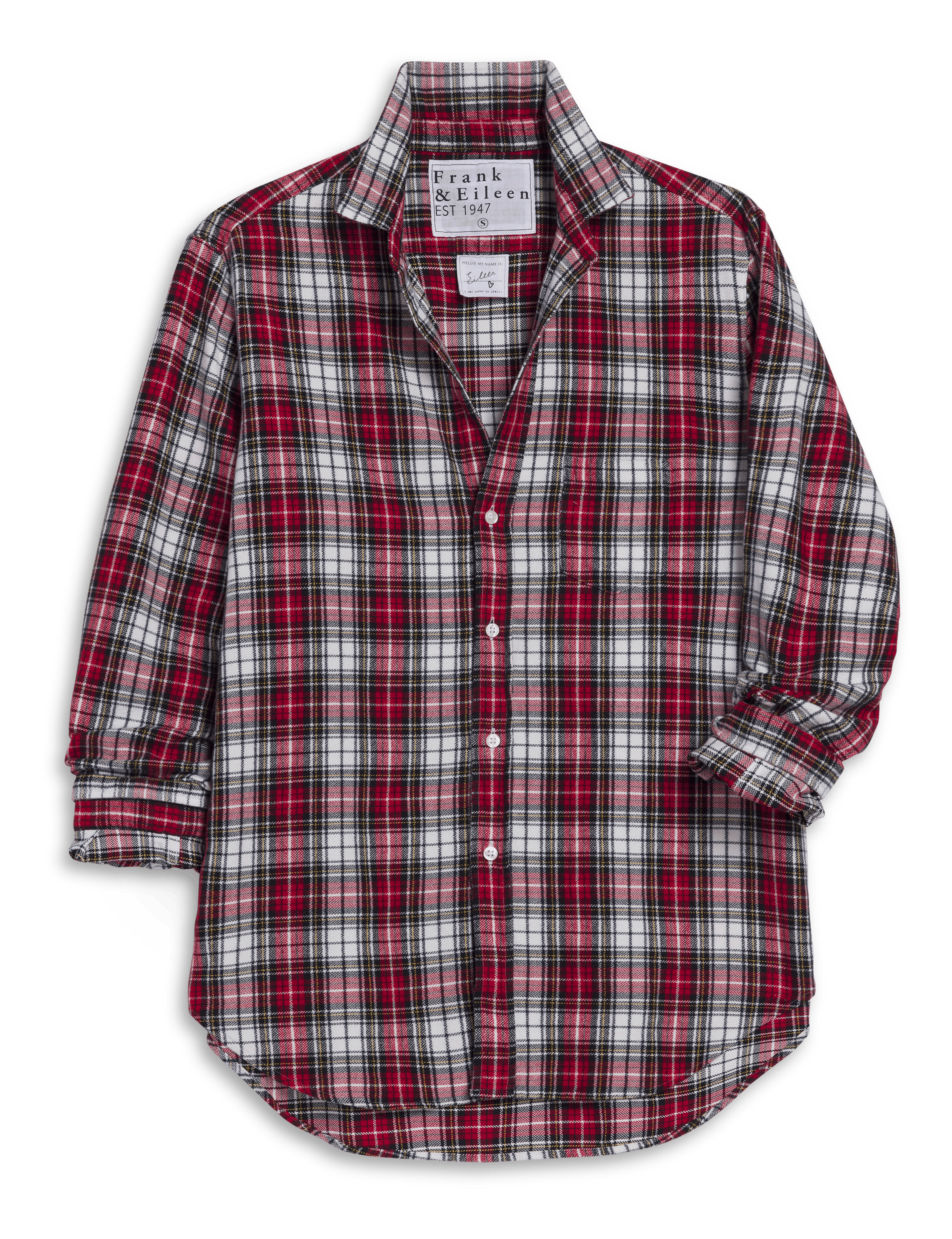 EILEEN White and Red with Black Plaid, Italian Flannel