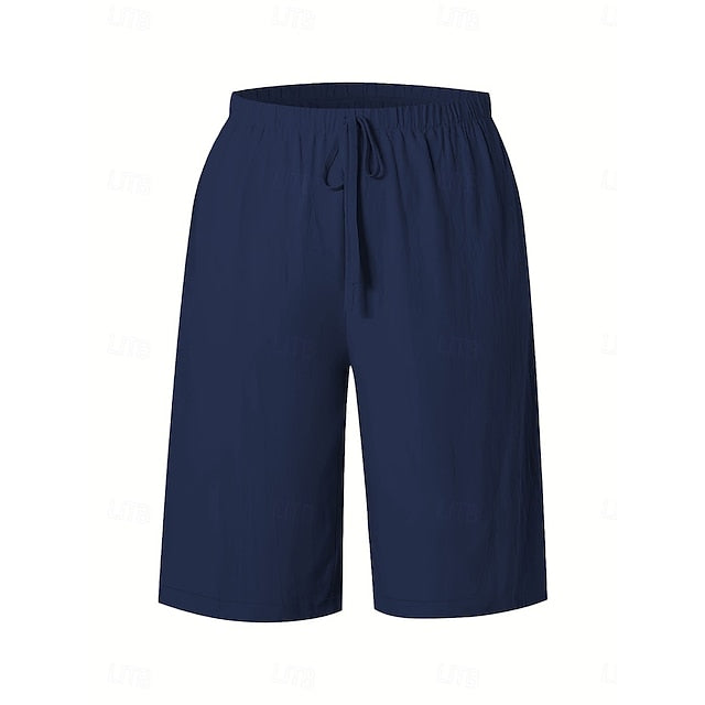 Women's Shorts Summer Shorts Bermuda shorts Beach Shorts Vacation Fashion Casual Knee Length High Waist Plain Drawstring Pocket Comfort Lightweight Soft Micro-elastic Outdoor Beach Holiday Blue Army