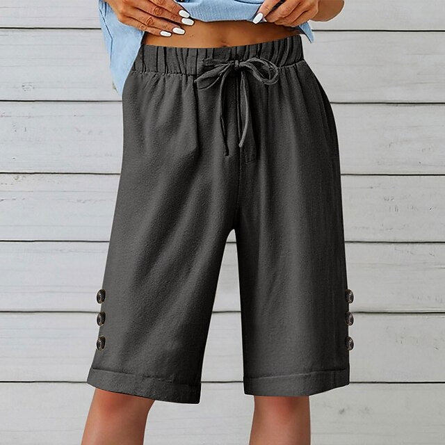 Women's Shorts Summer Shorts Beach Shorts Vacation Fashion Casual Daily Knee Length Mid Waist Drawstring Pocket Elastic Waistband Comfort Soft Breathable Inelastic Streetwear Beach Holiday claret