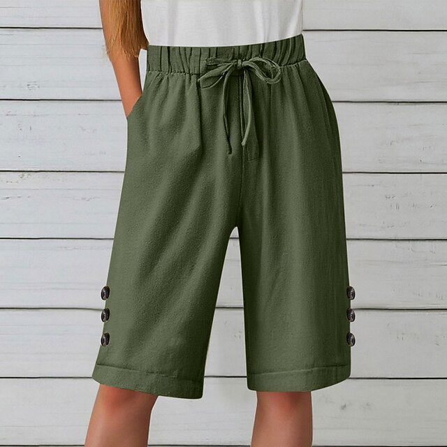 Women's Shorts Summer Shorts Beach Shorts Vacation Fashion Casual Daily Knee Length Mid Waist Drawstring Pocket Elastic Waistband Comfort Soft Breathable Inelastic Streetwear Beach Holiday claret