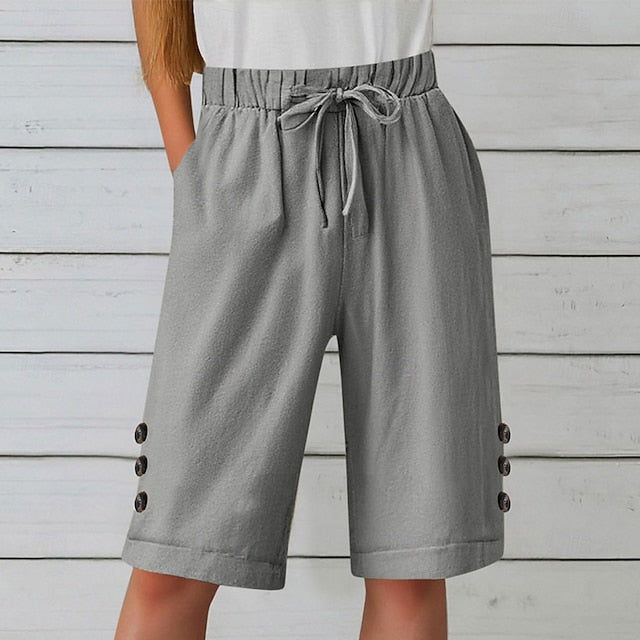 Women's Shorts Summer Shorts Beach Shorts Vacation Fashion Casual Daily Knee Length Mid Waist Drawstring Pocket Elastic Waistband Comfort Soft Breathable Inelastic Streetwear Beach Holiday claret