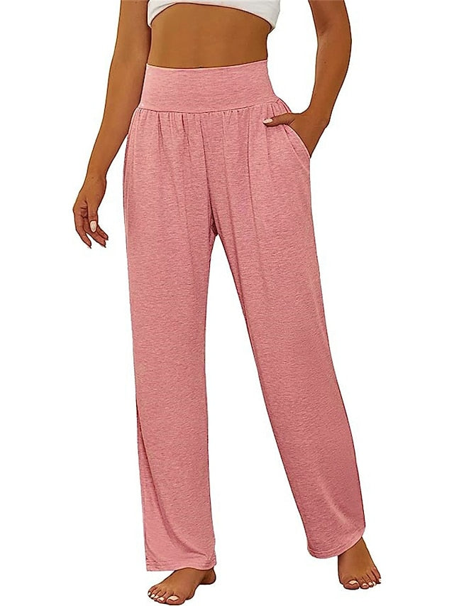 Women's Chinos Pants Trousers Active Simple Casual Full Length Mid Waist Plain Pocket Elastic Waist Breathability Soft Comfortable Micro-elastic Daily Running Yoga Dark Grey Black Pink Fall Winter