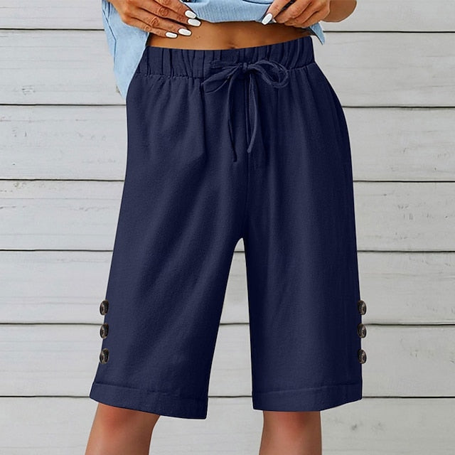 Women's Shorts Summer Shorts Beach Shorts Vacation Fashion Casual Daily Knee Length Mid Waist Drawstring Pocket Elastic Waistband Comfort Soft Breathable Inelastic Streetwear Beach Holiday claret