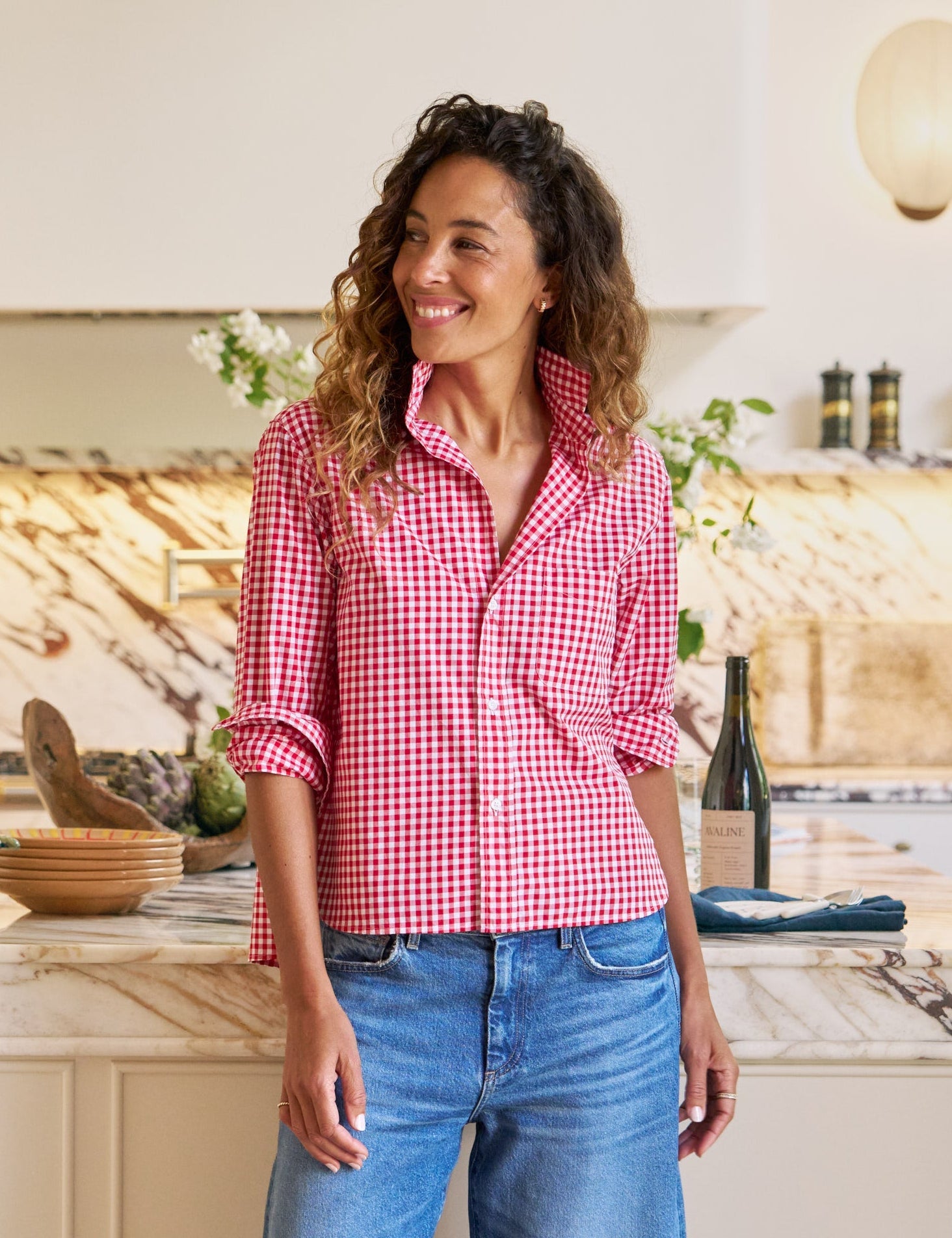 SILVIO Red Gingham, Italian Cotton