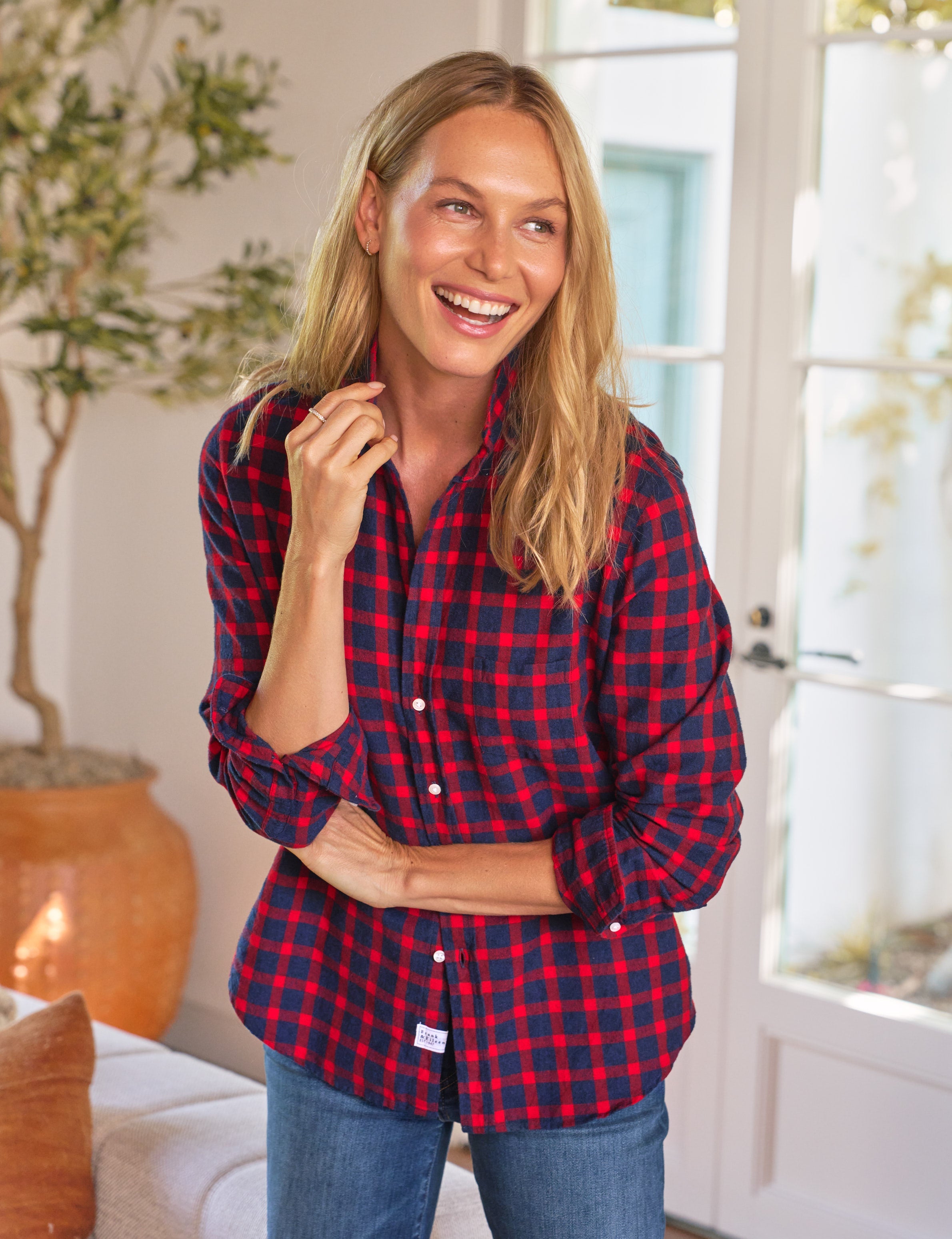 EILEEN Red and Blue Plaid, Italian Flannel