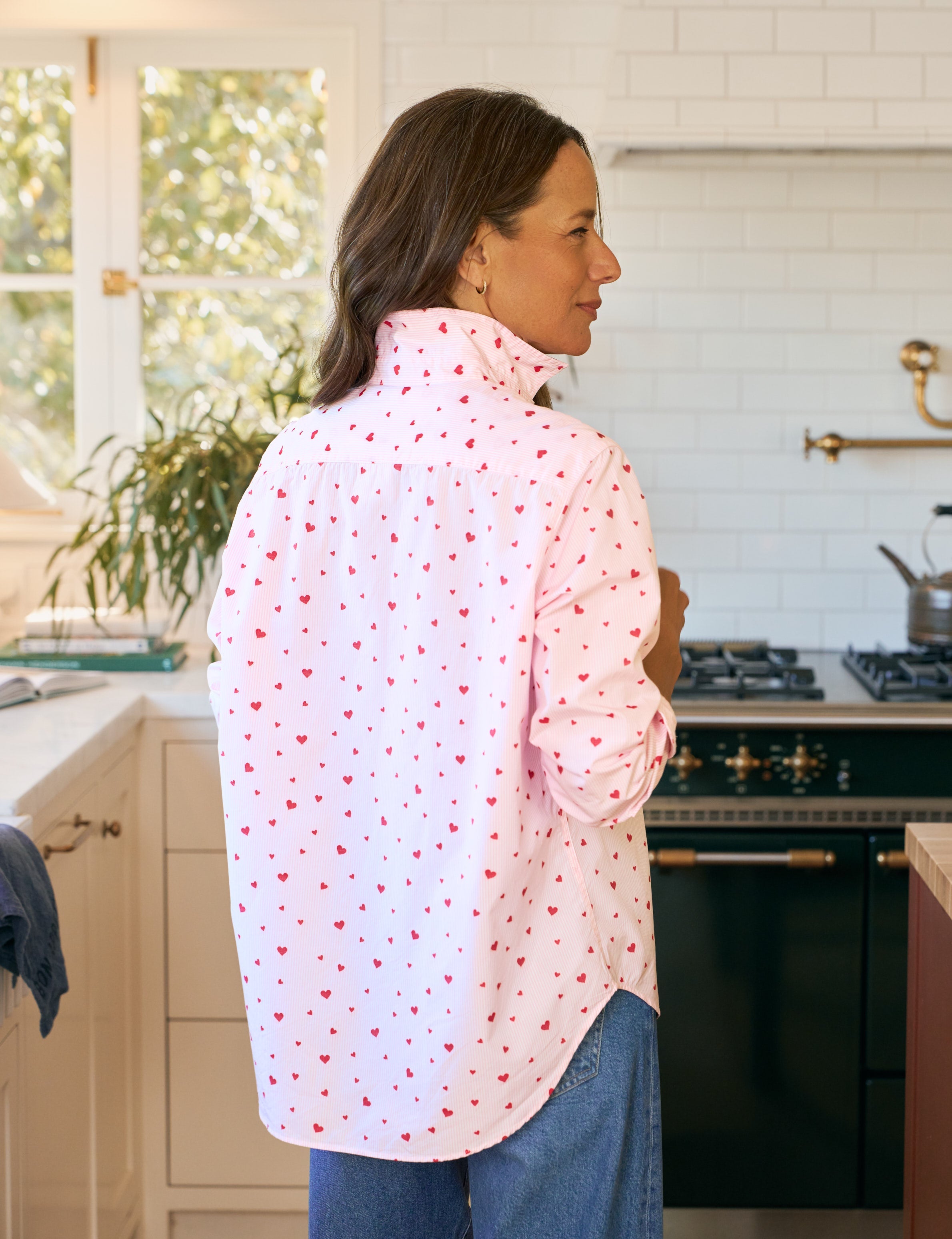EILEEN Pink Stripe with Hearts, Italian Cotton