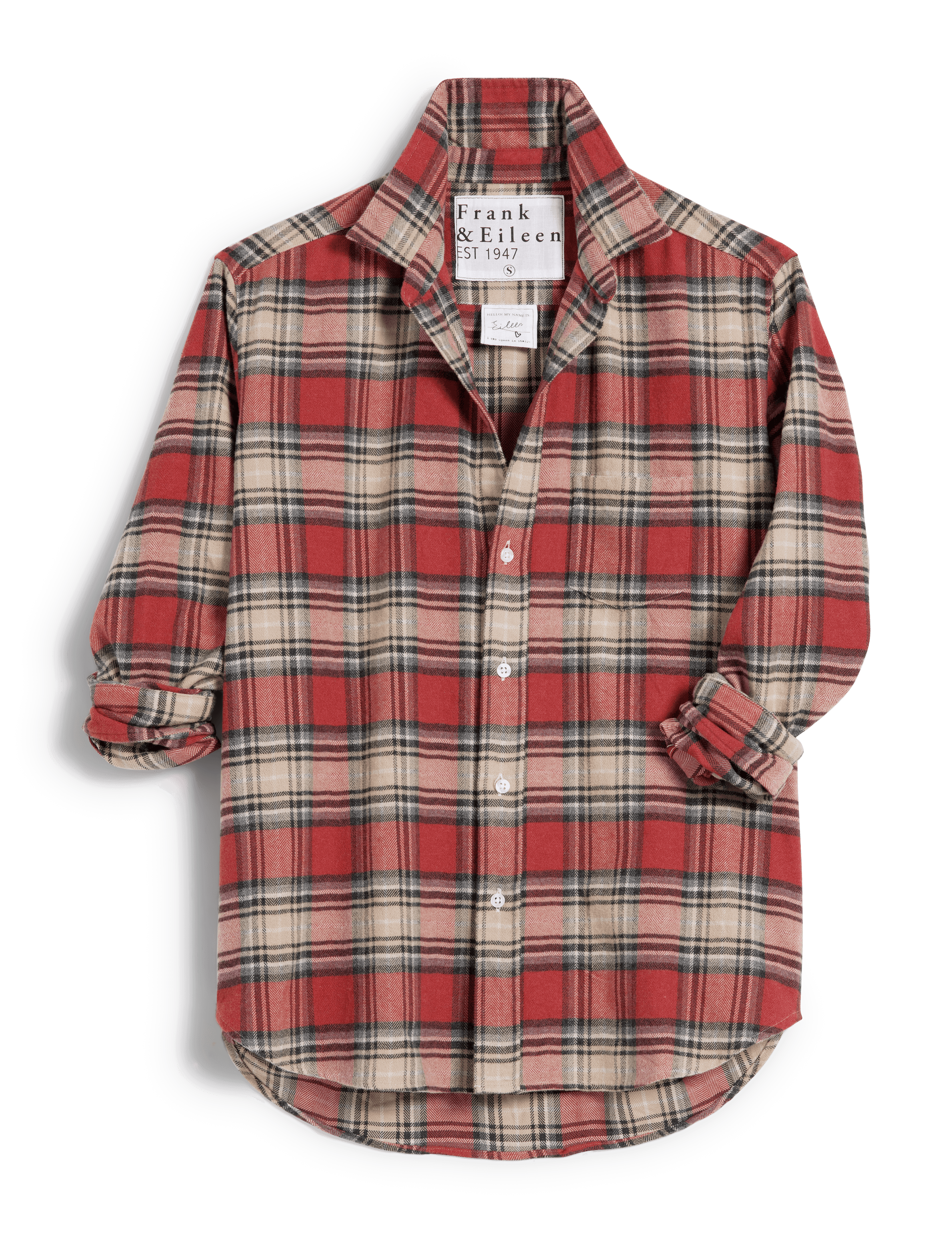 EILEEN Washed Red Plaid, Italian Flannel