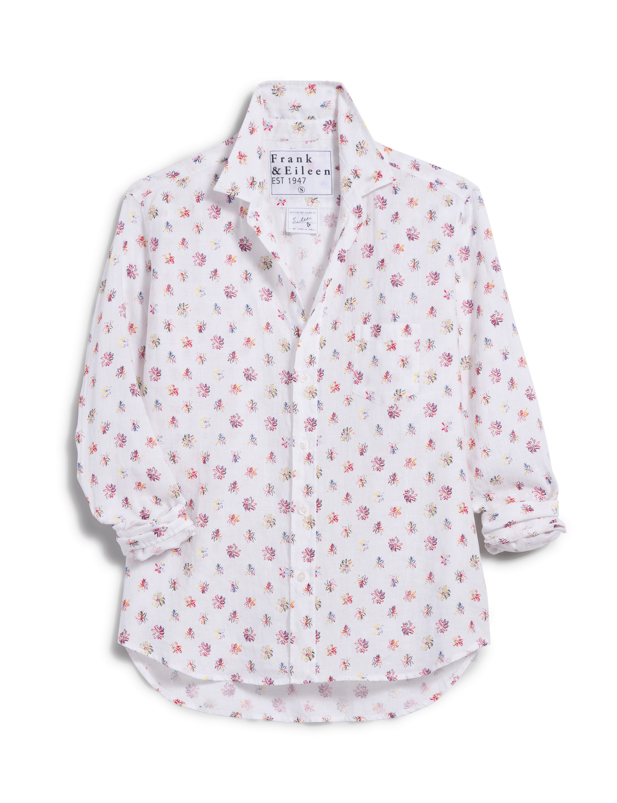EILEEN Red and Blue Flower, Italian Classic Linen