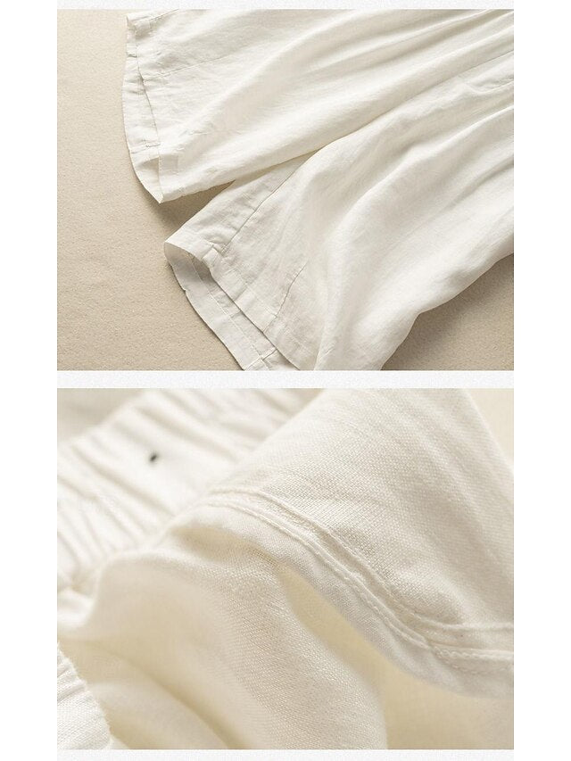 Women's Faux Cotton Linen Shorts Summer Shorts Bermuda shorts Casual Daily Short Mid Waist Plain Side Pockets Breathability Comfortable Inelastic Going out Weekend Black White Yellow Green Summer