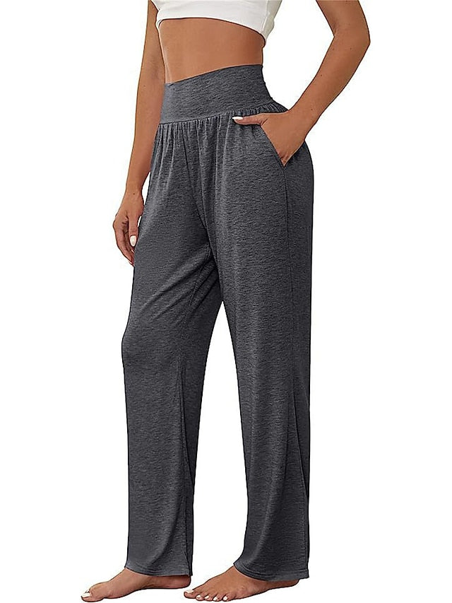 Women's Chinos Pants Trousers Active Simple Casual Full Length Mid Waist Plain Pocket Elastic Waist Breathability Soft Comfortable Micro-elastic Daily Running Yoga Dark Grey Black Pink Fall Winter