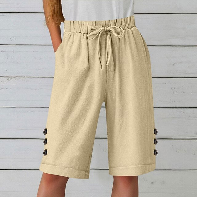 Women's Shorts Summer Shorts Beach Shorts Vacation Fashion Casual Daily Knee Length Mid Waist Drawstring Pocket Elastic Waistband Comfort Soft Breathable Inelastic Streetwear Beach Holiday claret